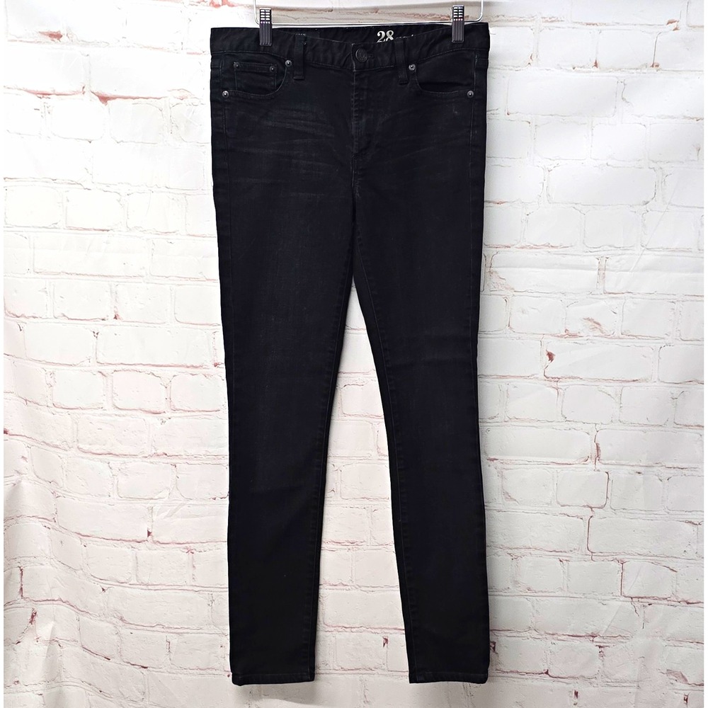 J.CREW Black Mid Rise Toothpick Skinny Jeans Slim Stretch 5-Pocket Size 28 R